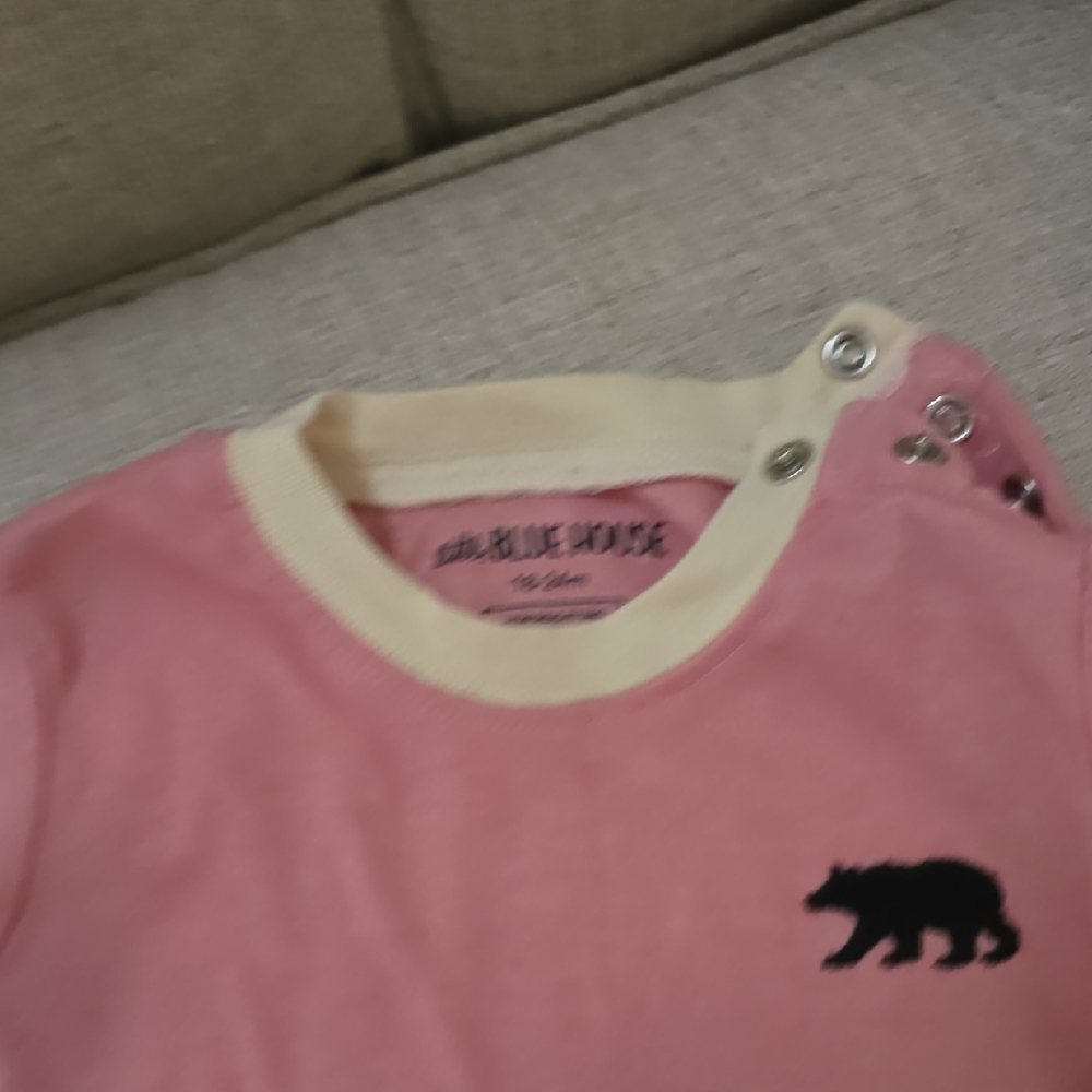 Pink Baby Onesie with Bear Logo